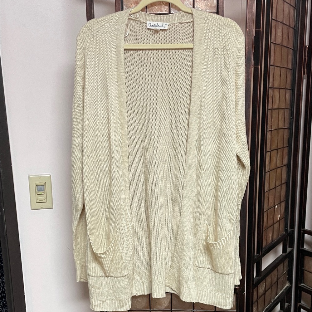 Cloud Chaser Beige Open Front Cardigan